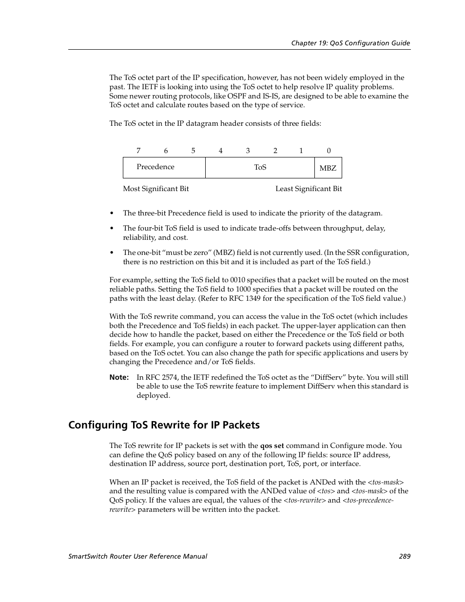 Configuring tos rewrite for ip packets | Cabletron Systems SmartSwitch User Manual | Page 289 / 338