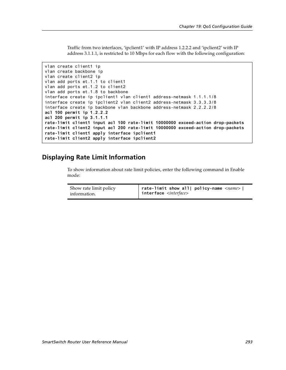 Displaying rate limit information | Cabletron Systems SmartSwitch User Manual | Page 293 / 338
