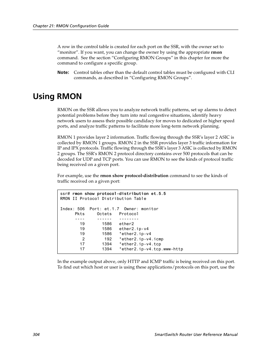 Using rmon | Cabletron Systems SmartSwitch User Manual | Page 304 / 338