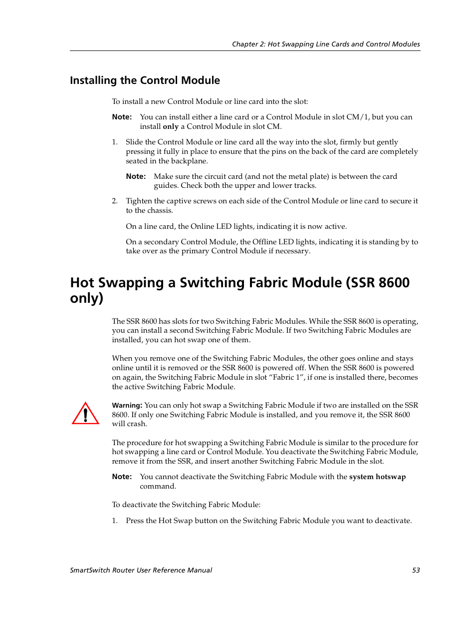 Installing the control module | Cabletron Systems SmartSwitch User Manual | Page 53 / 338