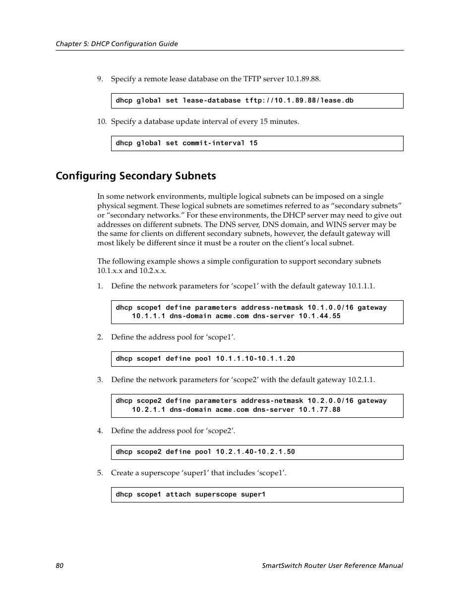 Configuring secondary subnets | Cabletron Systems SmartSwitch User Manual | Page 80 / 338