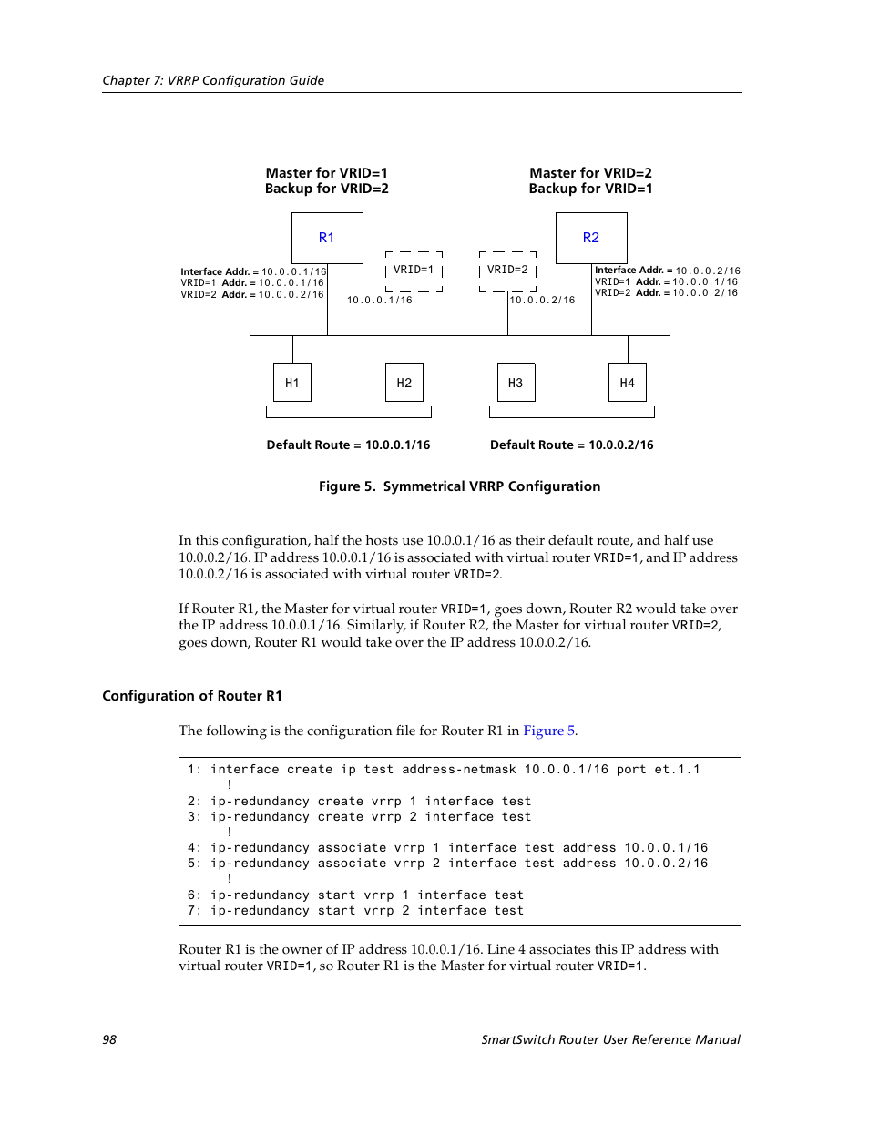 Configuration of router r1, Figure 5 | Cabletron Systems SmartSwitch User Manual | Page 98 / 338