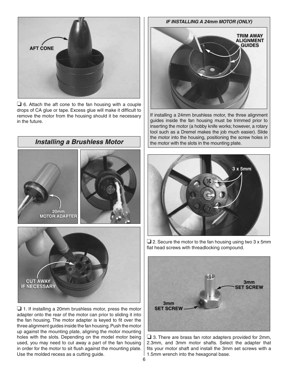 Installing a brushless motor | Great Planes HyperFlow Ducted Fan System - GPMG3910/3911 User Manual | Page 6 / 8
