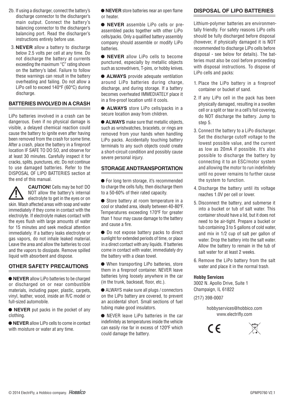 Great Planes Lithium-Polymer Batteries - GPMP0760-0871 User Manual | Page 2 / 2