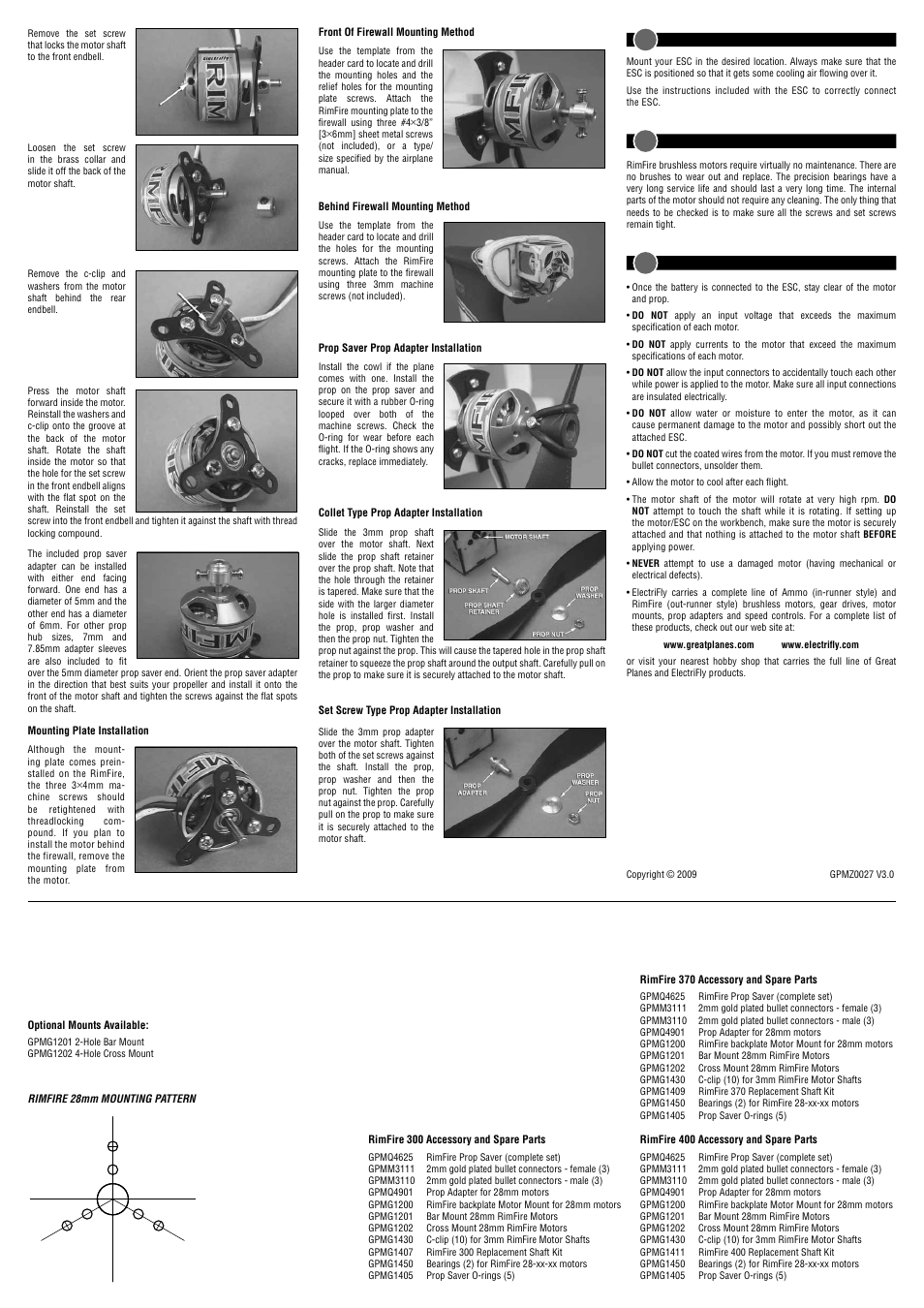 Great Planes RimFire 28mm Power System User Manual | Page 2 / 2