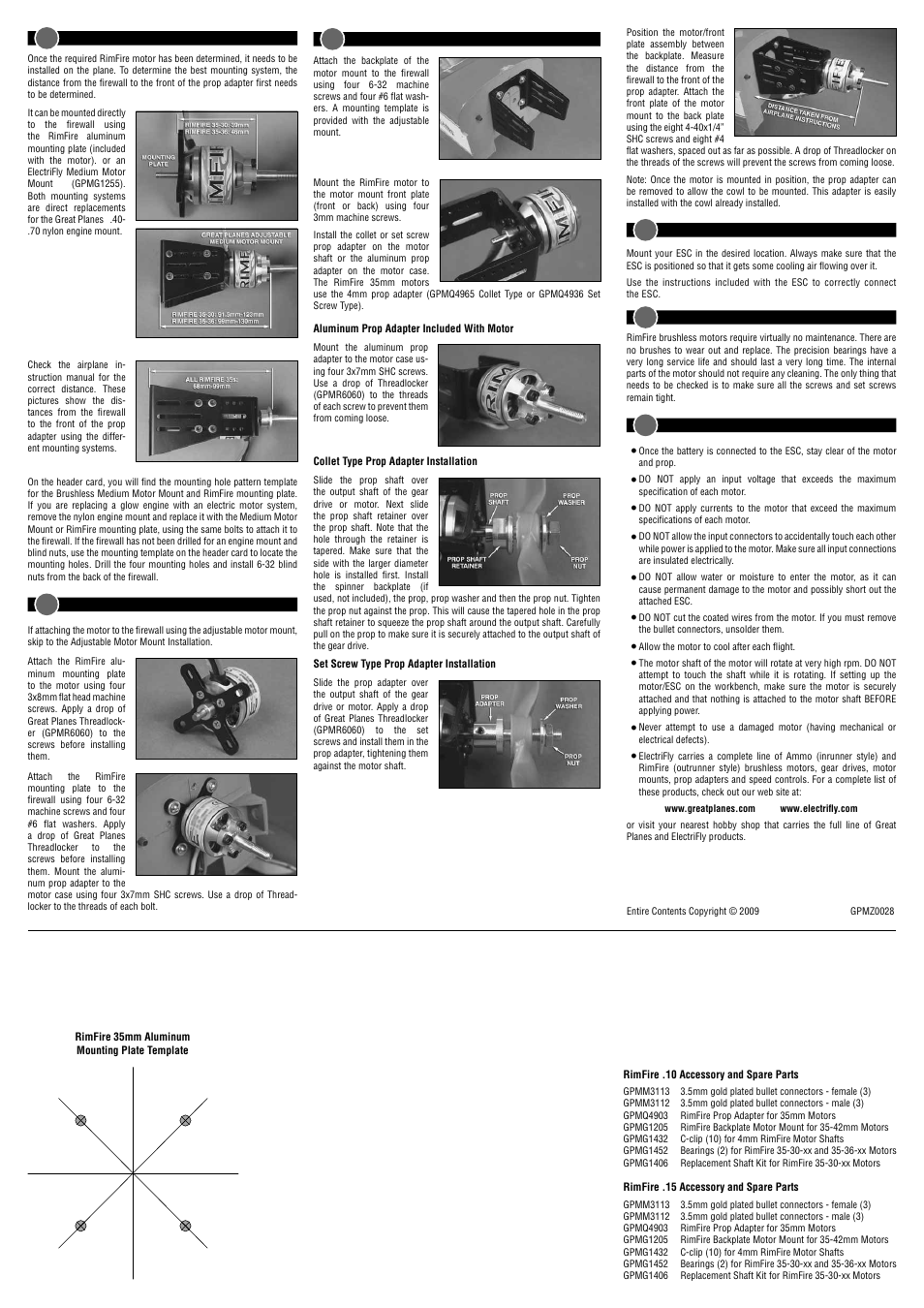 Great Planes RimFire 35mm Power System User Manual | Page 2 / 2