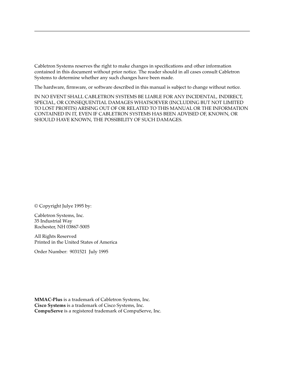 Notice | Cabletron Systems 9T106-01 User Manual | Page 3 / 28