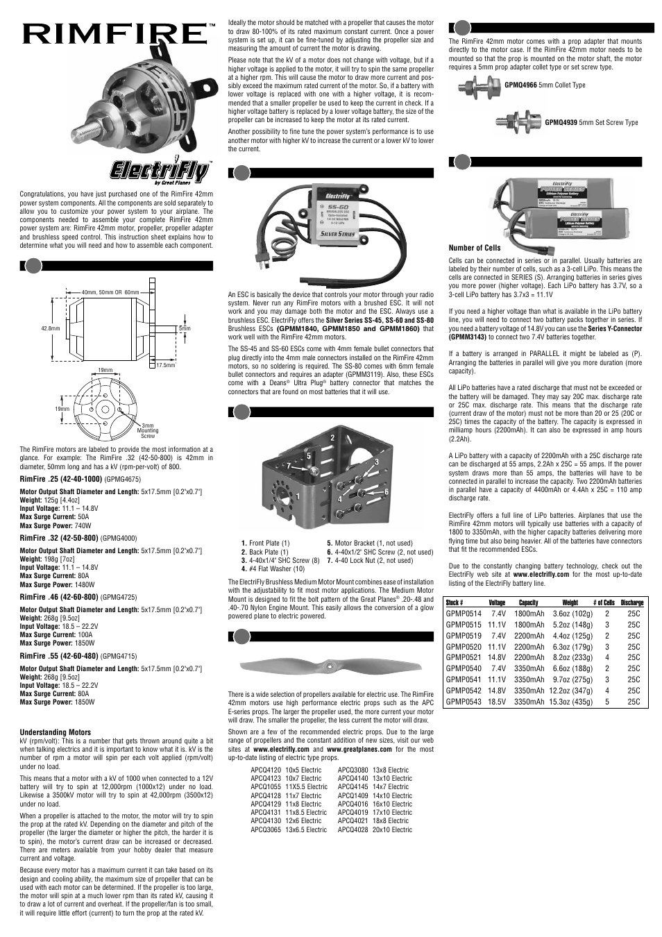 Great Planes RimFire 42mm Power System User Manual | 2 pages