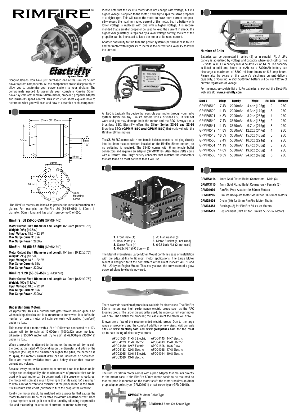 Great Planes RimFire 50mm Power System User Manual | 2 pages