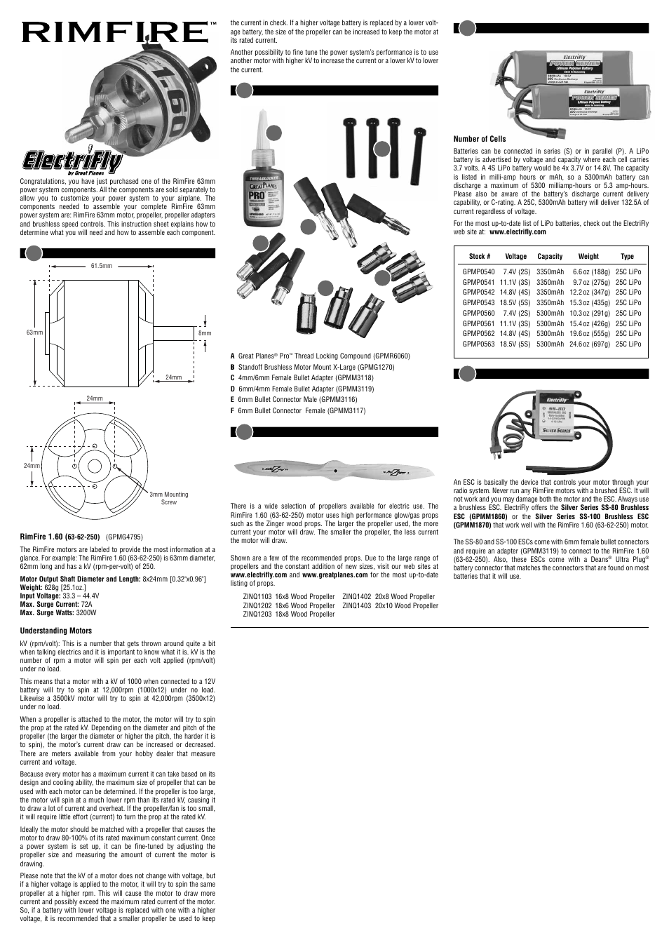 Great Planes RimFire 63mm Power System User Manual | 2 pages