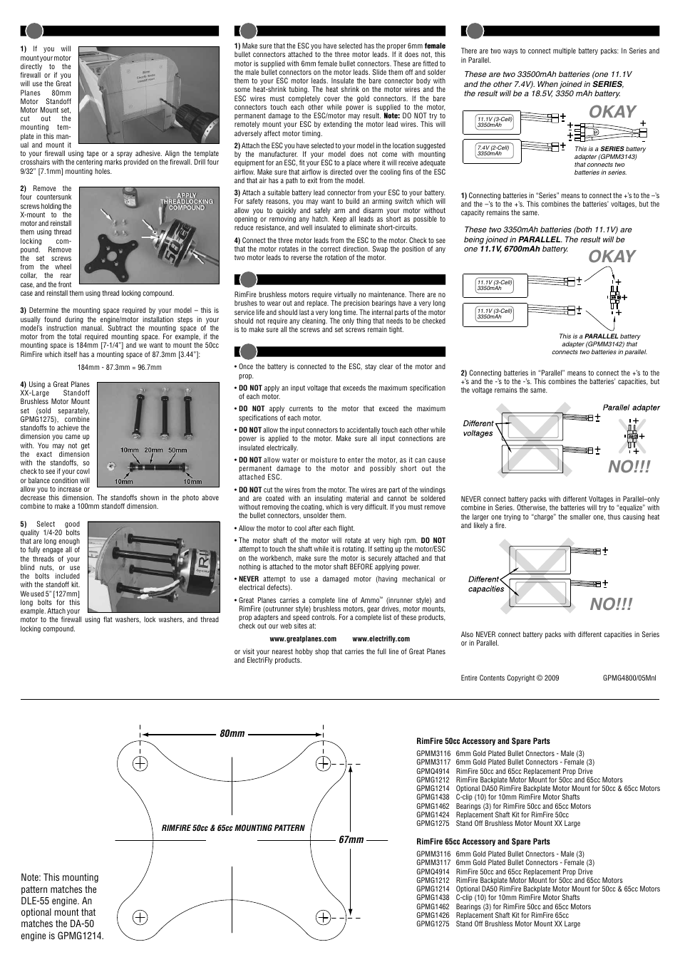 Okay | Great Planes RimFire 80mm Power System User Manual | Page 2 / 2