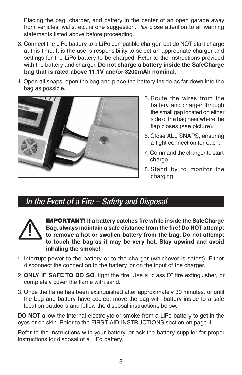 Great Planes SafeCharge LiPo Charge Bag - GPMP0751 User Manual | Page 3 / 4
