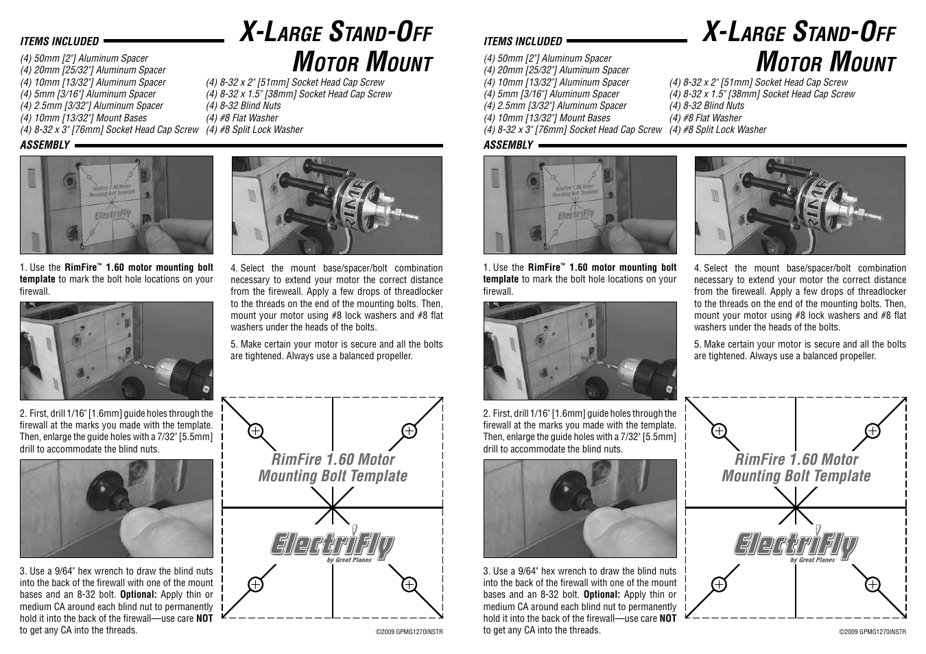 Great Planes Stand Off Brushless Motor Mount XL - GPMG1270 User Manual | 1 page