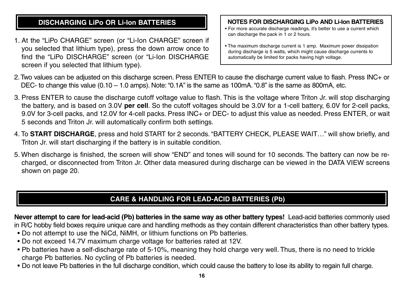 Great Planes Triton Jr. Charger - GPMM3152 User Manual | Page 16 / 28
