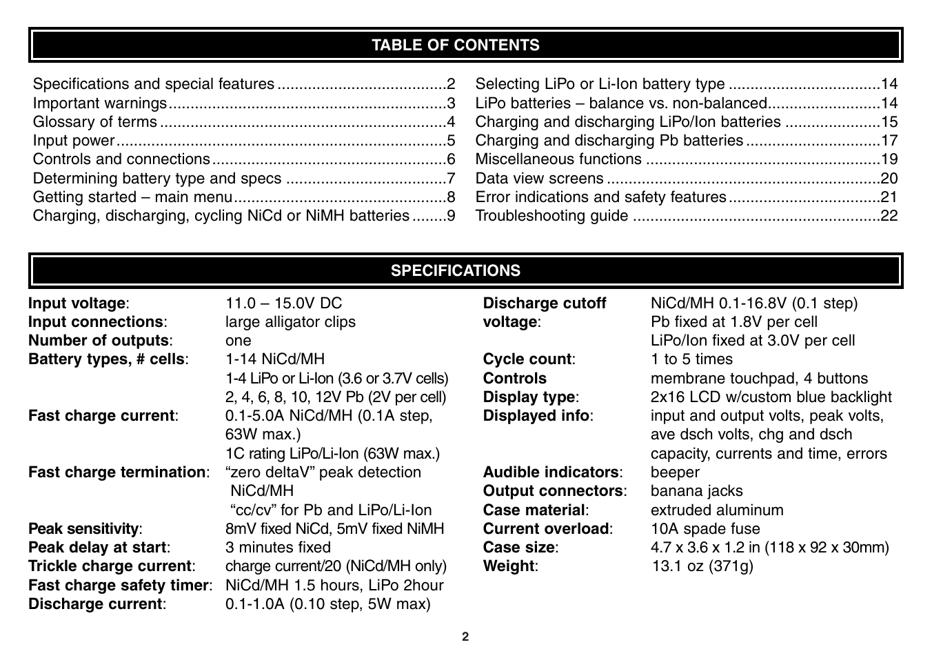 Great Planes Triton Jr. Charger - GPMM3152 User Manual | Page 2 / 28