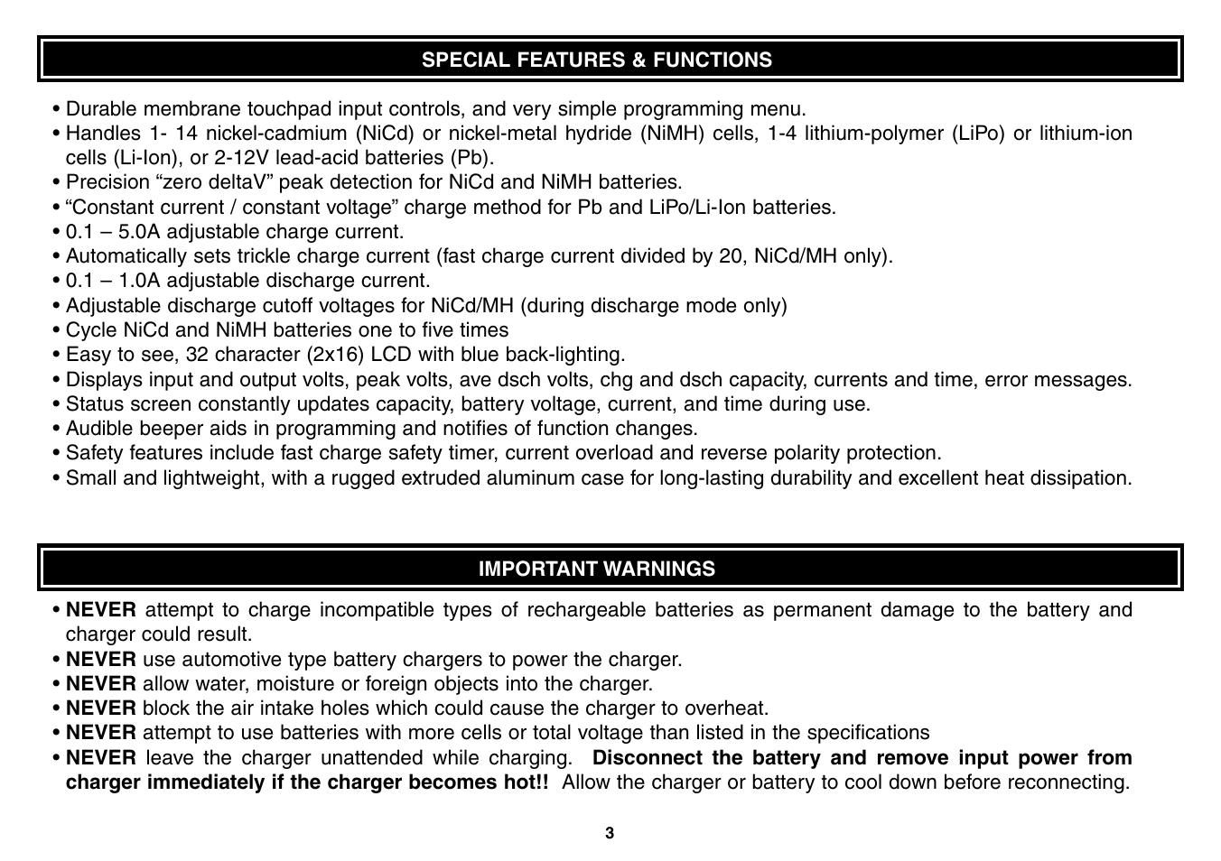 Great Planes Triton Jr. Charger - GPMM3152 User Manual | Page 3 / 28