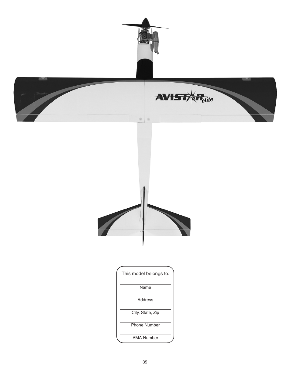 Great Planes Avistar Elite .46 ARF - GPMA1005 User Manual | Page 35 / 36