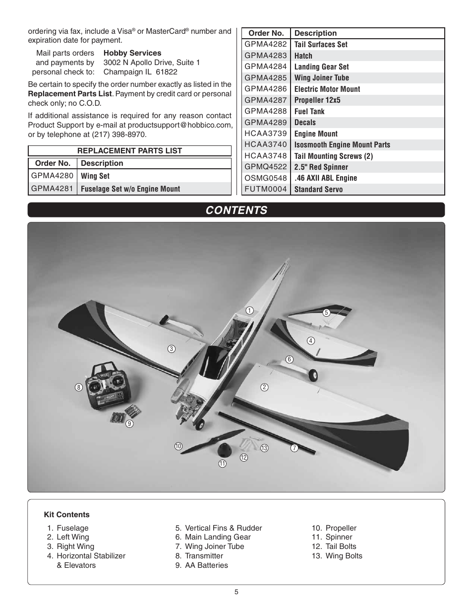 Great Planes Avistar Elite .46 RTF - GPMA1605 User Manual | Page 5 / 20
