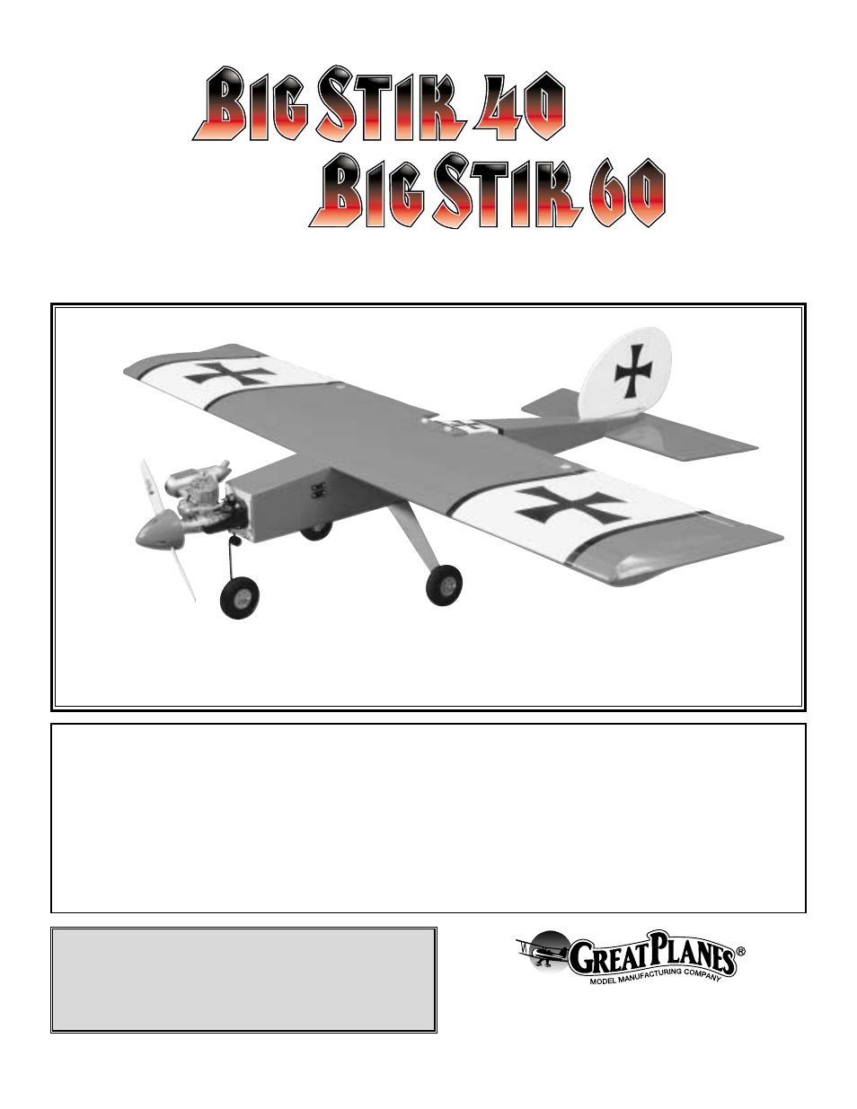 Great Planes Big Stik 60 ARF MonoKote - GPMA1221 User Manual | 24 pages