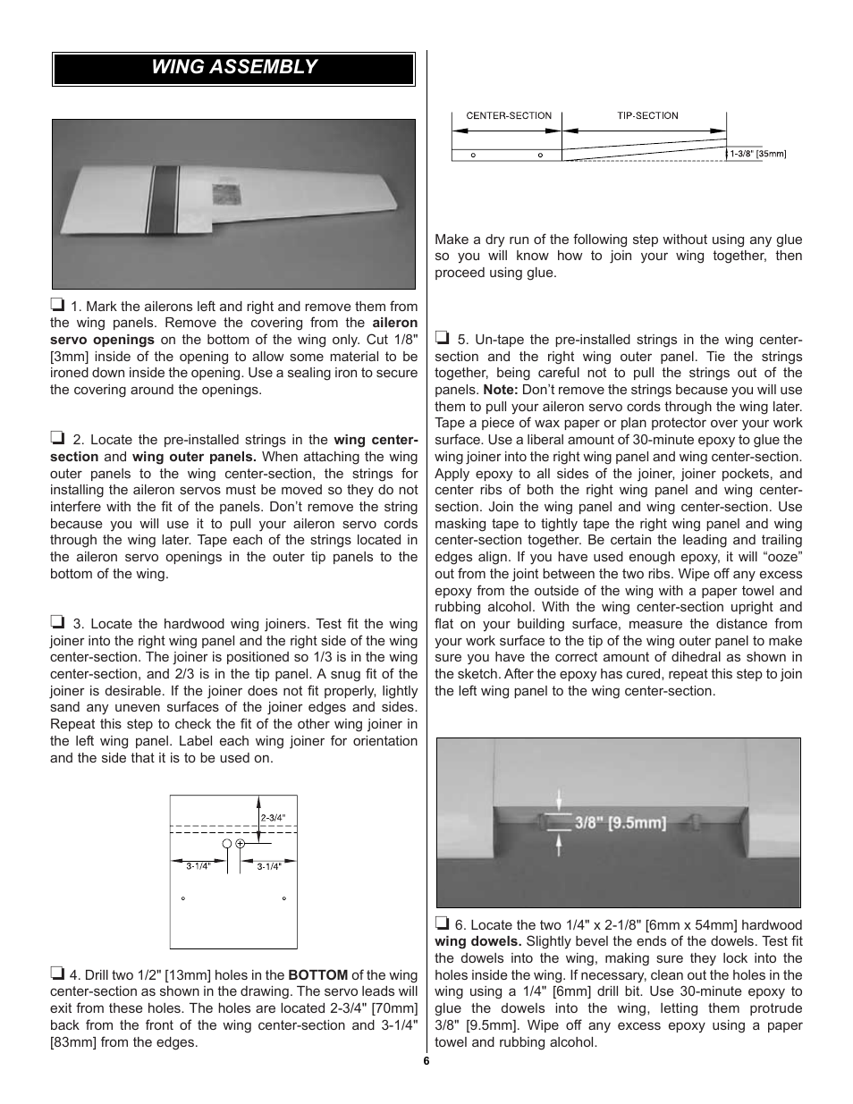Wing assembly | Great Planes Cessna 182 Skylane 40 ARF - GPMA1228 User Manual | Page 6 / 28