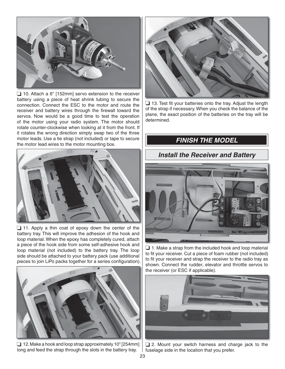 Finish the model install the receiver and battery | Great Planes Christen Eagle 46 ARF - GPMA1431 User Manual | Page 23 / 36