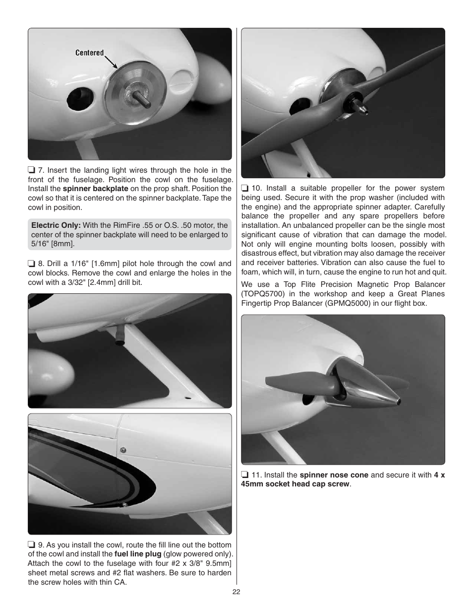 Great Planes Cirrus SR22 .46-55 ARF - GPMA1363 User Manual | Page 22 / 32