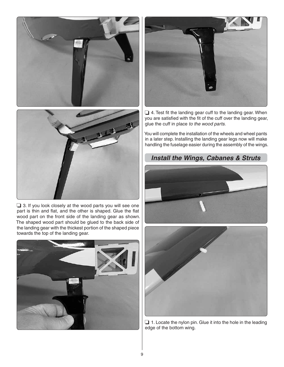 Install the wings, cabanes & struts | Great Planes Curtis P-6E Hawk EP Biplane ARF - GPMA1164 User Manual | Page 9 / 24