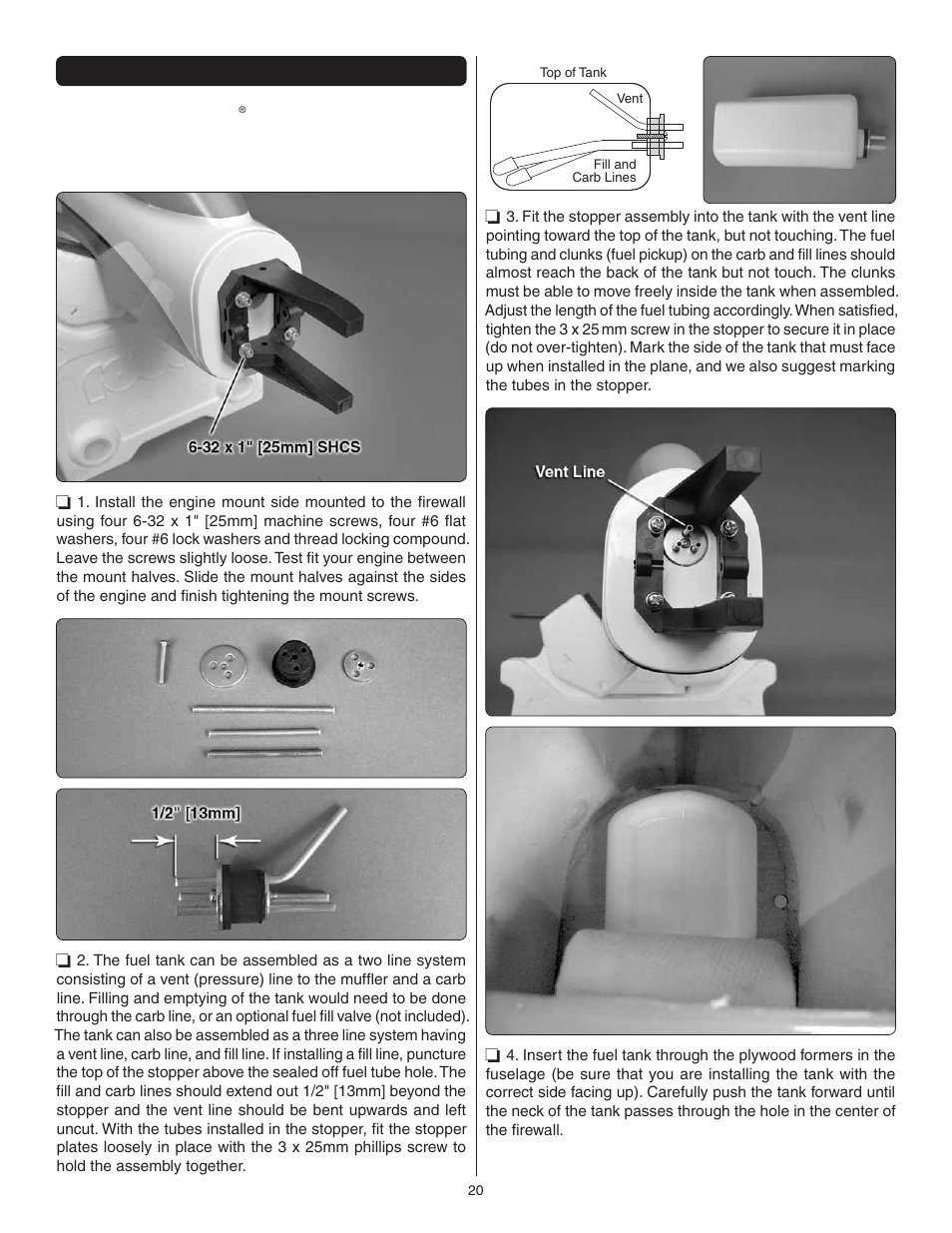 Install the power system | Great Planes Dirty Birdy .60 ARF - GPMA1975 User Manual | Page 20 / 44