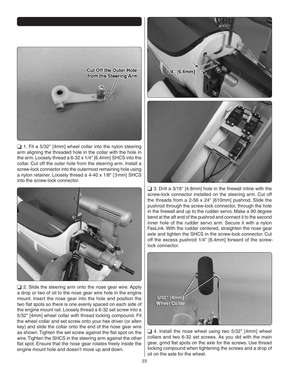 Install the fixed nose gear | Great Planes Dirty Birdy .60 ARF - GPMA1975 User Manual | Page 27 / 44