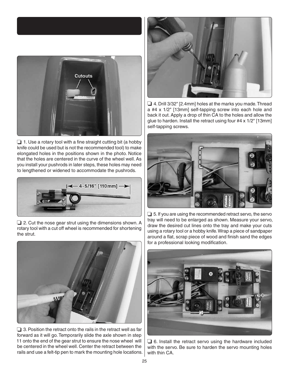 Install the optional mechanical nose gear retract | Great Planes Dirty Birdy .60 ARF - GPMA1975 User Manual | Page 29 / 44