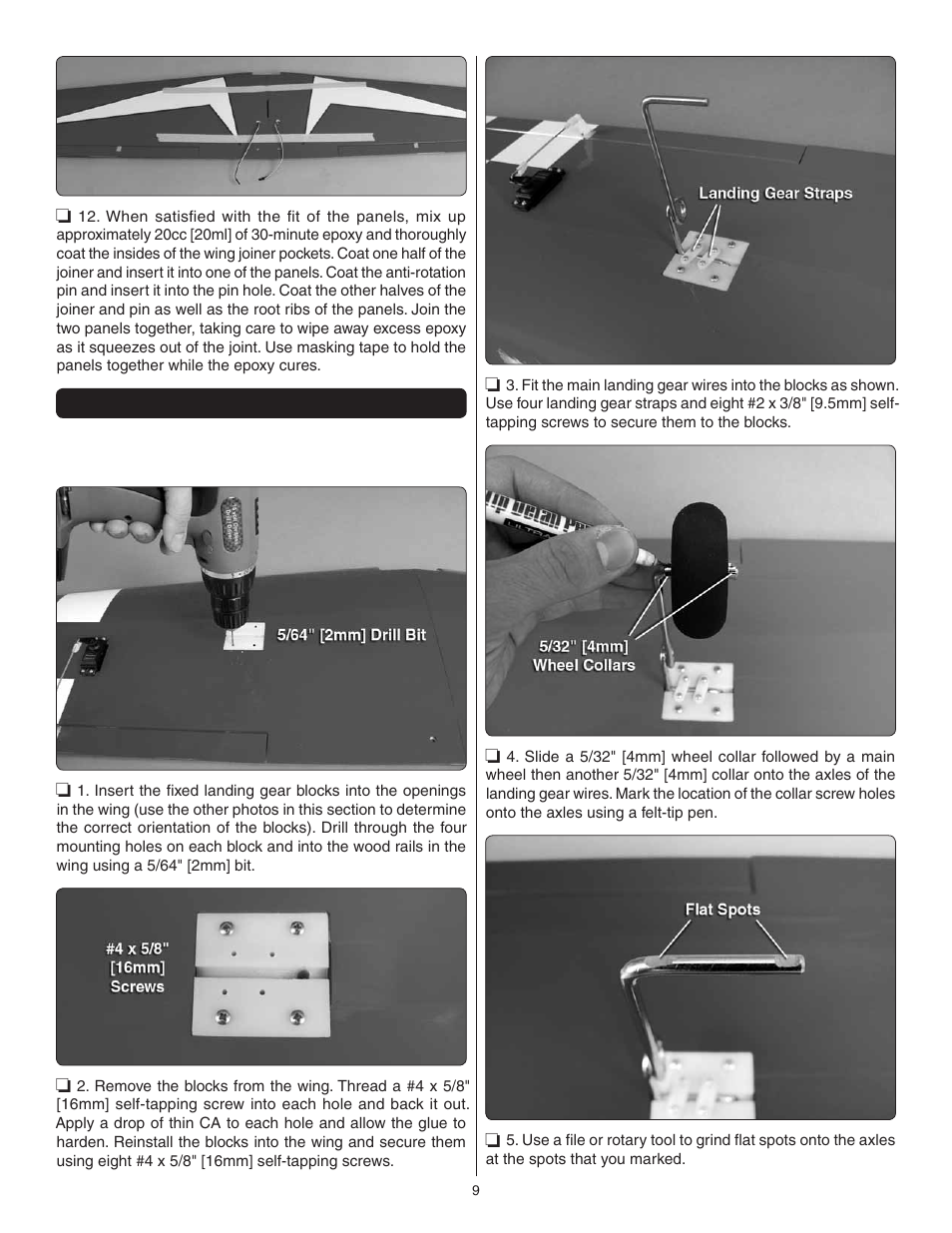 Install the fixed landing gear | Great Planes Dirty Birdy .60 ARF - GPMA1975 User Manual | Page 9 / 44