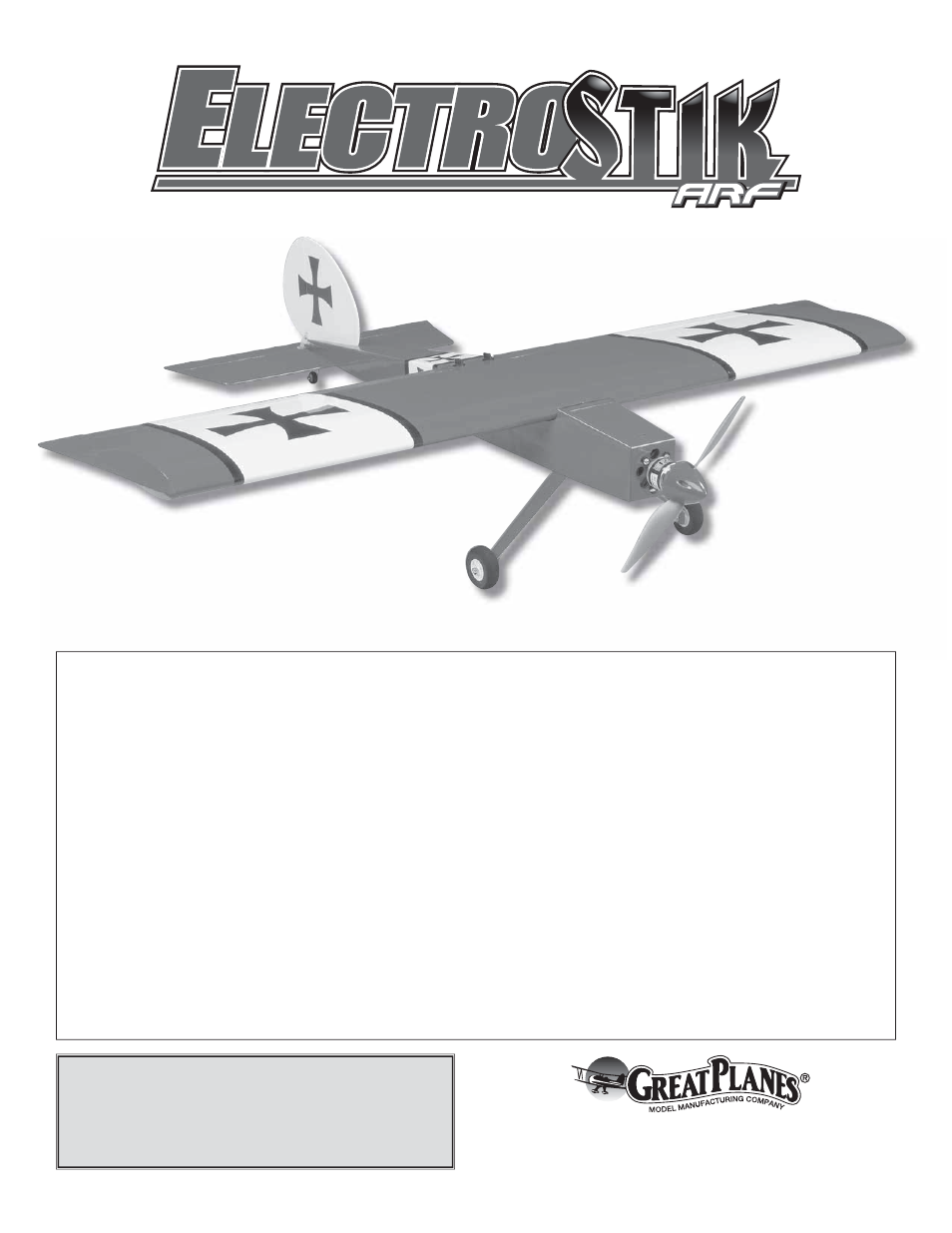 Great Planes ElectroStik EP ARF - GPMA1574 User Manual | 20 pages