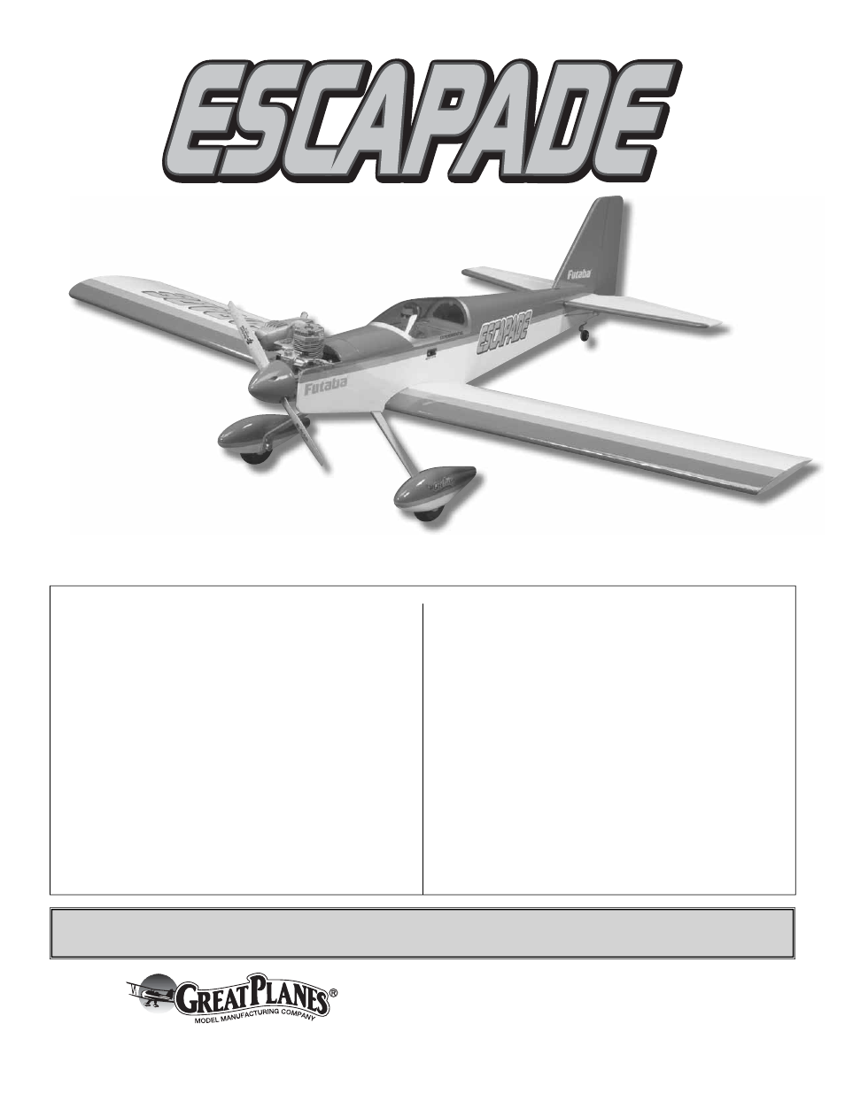 Great Planes Escapade EP/GP ARF - GPMA1200 User Manual | 28 pages