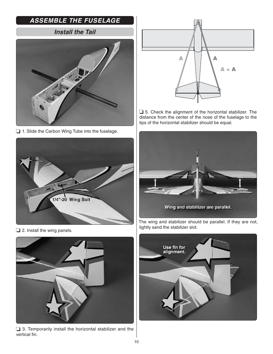 Assemble the fuselage install the tail | Great Planes Escapade MX 30cc ARF - GPMA1210 User Manual | Page 10 / 32