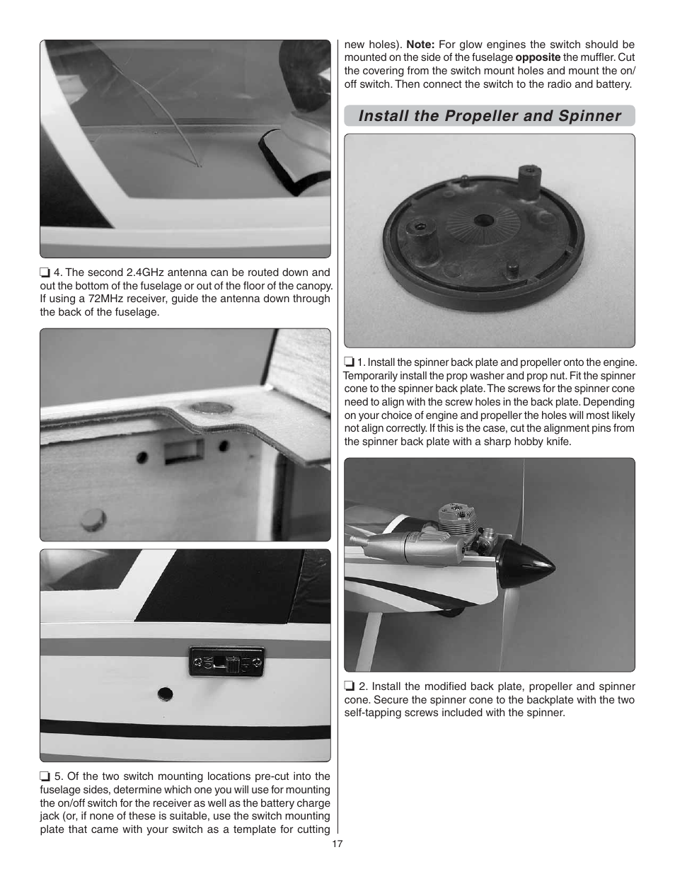 Install the propeller and spinner | Great Planes Escapade MX GP/EP ARF - GPMA1202 User Manual | Page 17 / 24