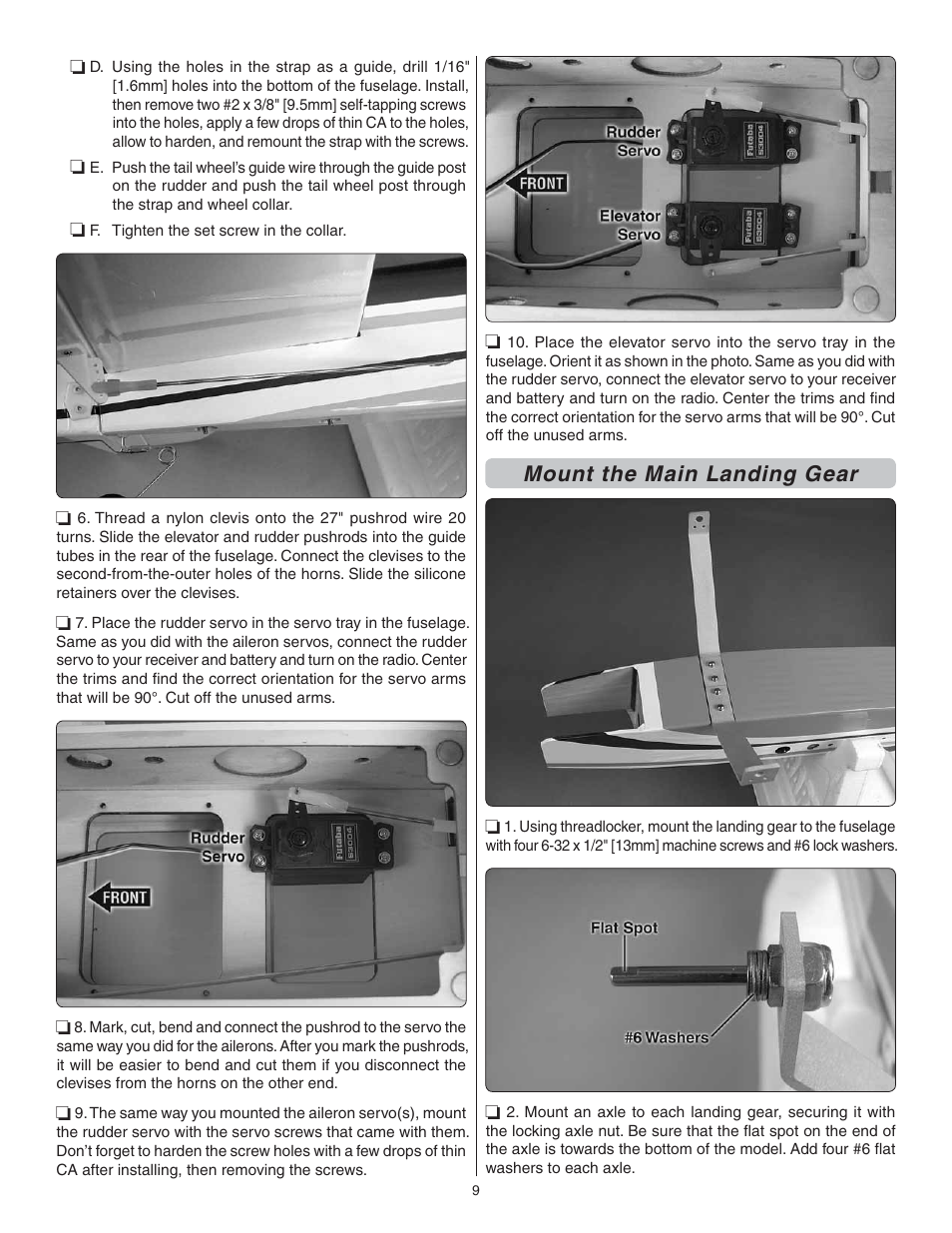 Mount the main landing gear | Great Planes Escapade MX GP/EP ARF - GPMA1202 User Manual | Page 9 / 24