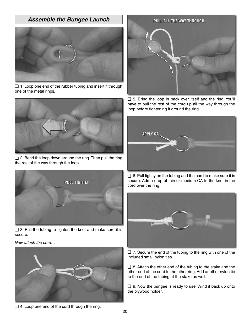 Assemble the bungee launch | Great Planes Evader EDF Sport Jet EP ARF - GPMA1800 User Manual | Page 20 / 24
