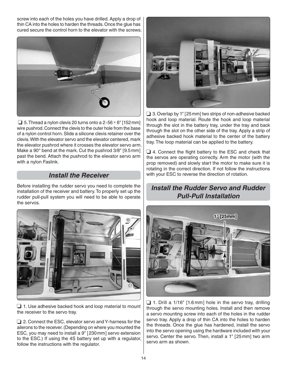 Install the receiver | Great Planes Extra 300SP EP ARF - GPMA1188 User Manual | Page 14 / 24