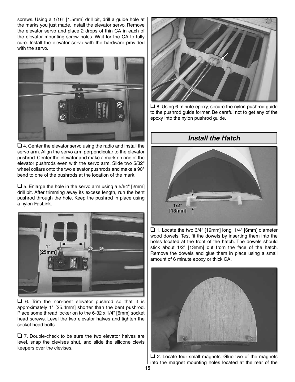Install the hatch | Great Planes Extra 300SP Performance Series ARF - GPMA1022 User Manual | Page 15 / 28