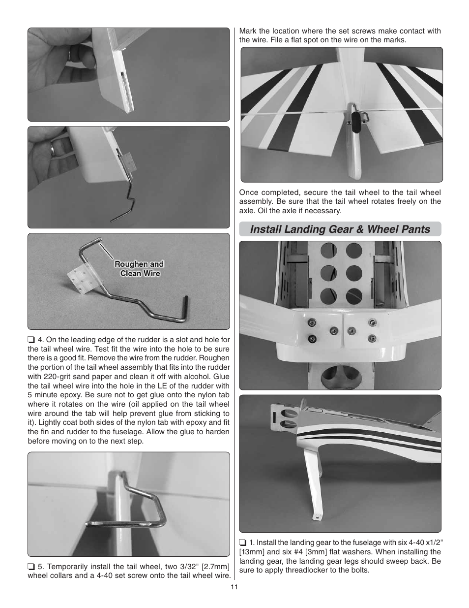 Install landing gear & wheel pants | Great Planes F1 Rocket Evo GP/EP ARF - GPMA1030 User Manual | Page 11 / 28