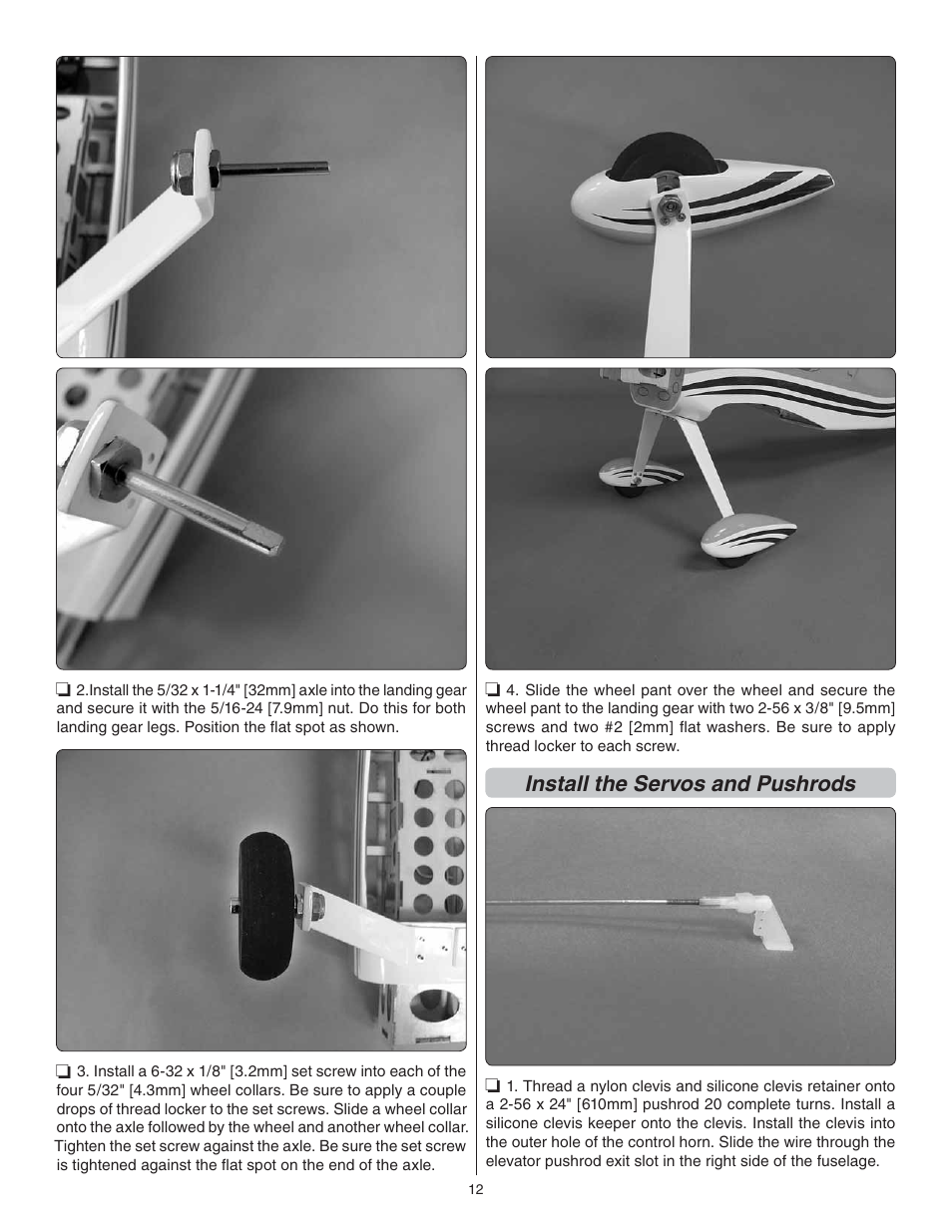 Install the servos and pushrods | Great Planes F1 Rocket Evo GP/EP ARF - GPMA1030 User Manual | Page 12 / 28
