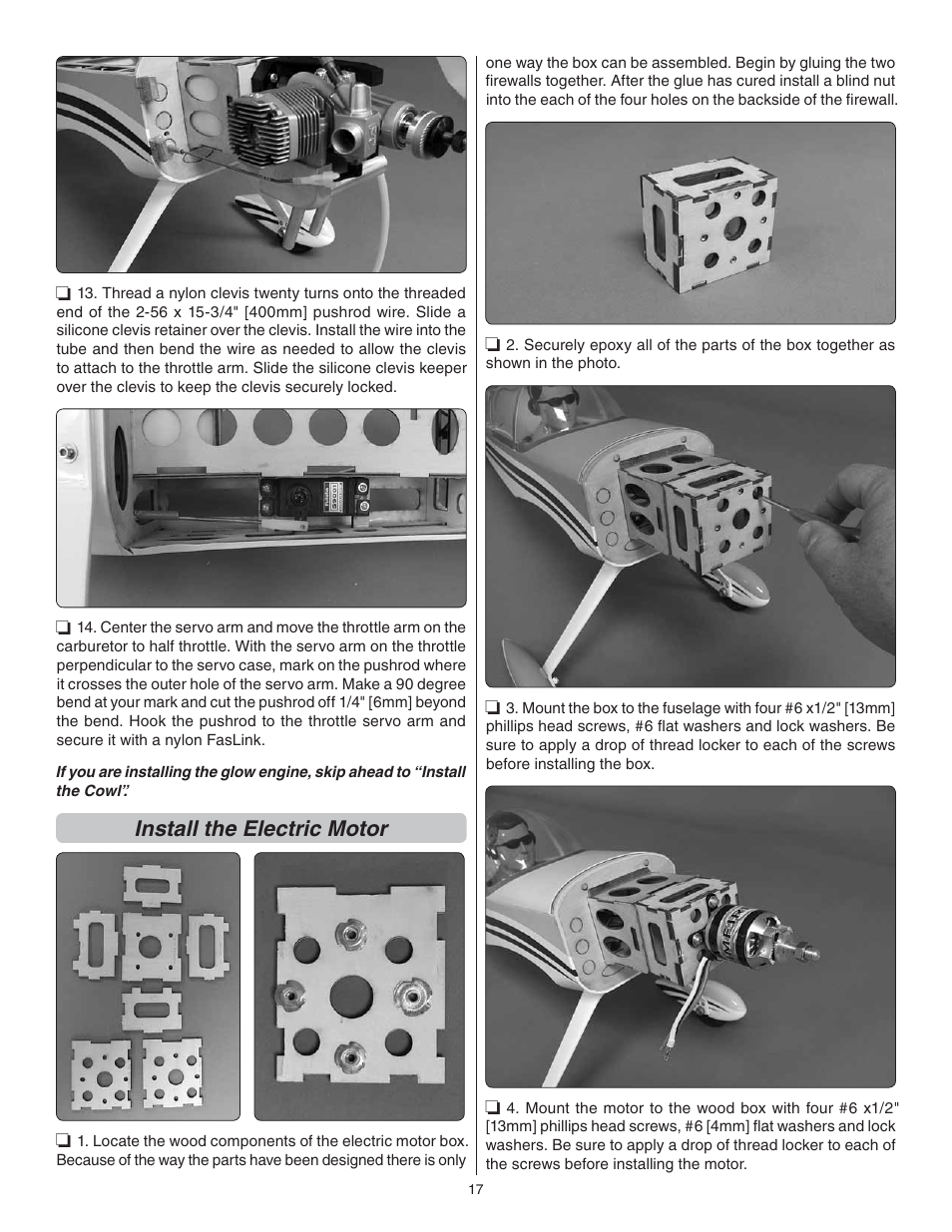 Install the electric motor | Great Planes F1 Rocket Evo GP/EP ARF - GPMA1030 User Manual | Page 17 / 28