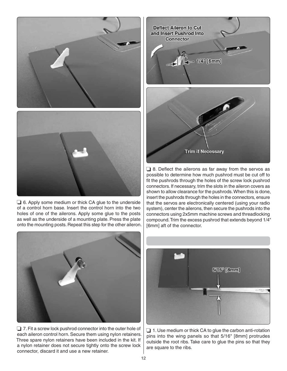 Install the wing panels | Great Planes F-16 Falcon EDF ARF - GPMA1801 User Manual | Page 12 / 24