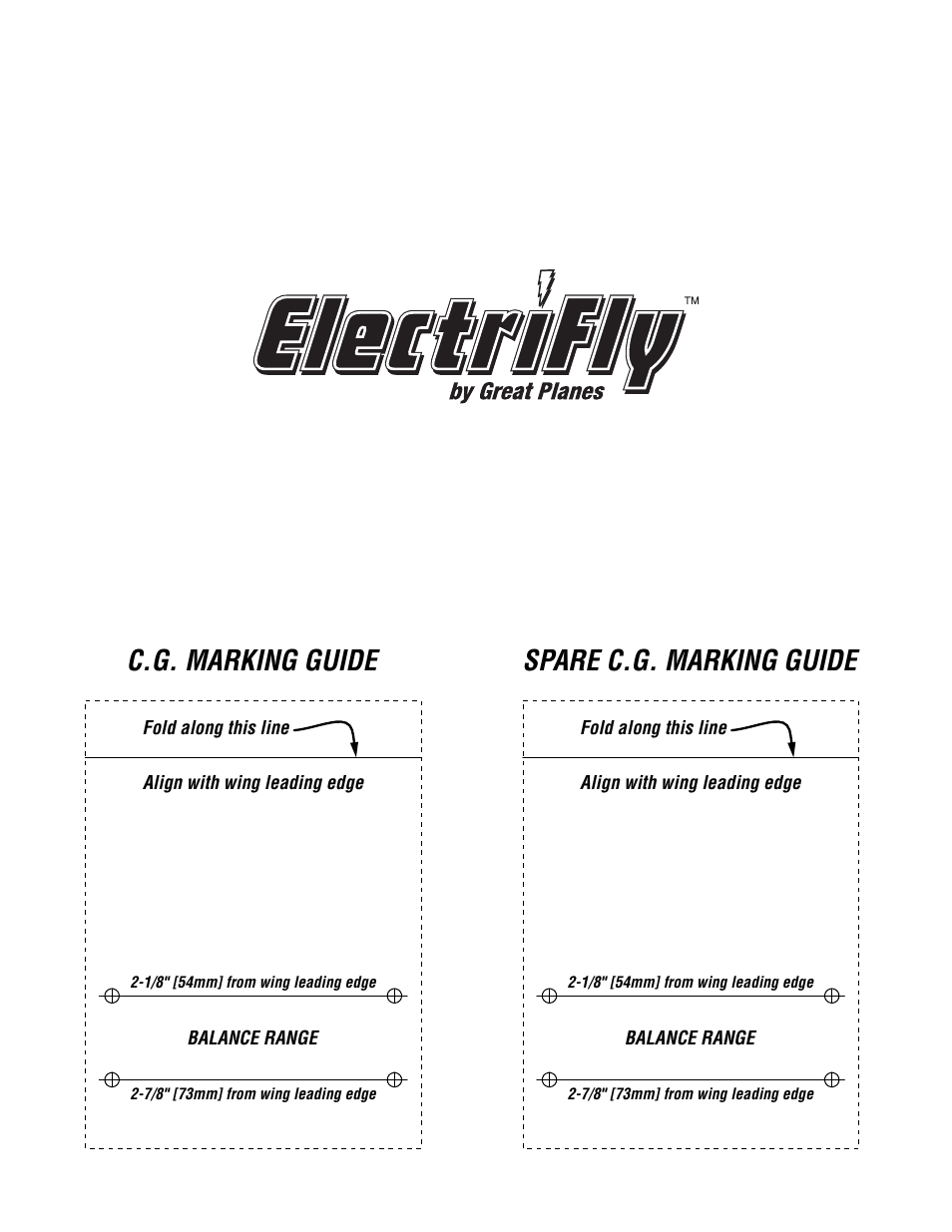 C.g. marking guide spare c.g. marking guide | Great Planes FlyLite EP Slow Flyer ARF - GPMA1107 User Manual | Page 24 / 24