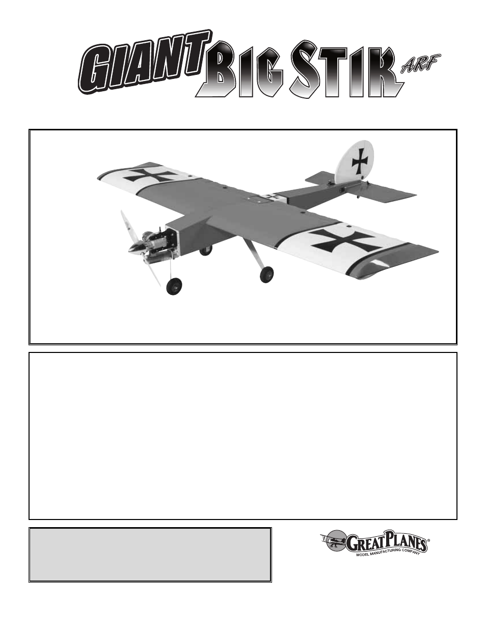 Great Planes Giant Big Stik ARF - GPMA1224 User Manual | 32 pages