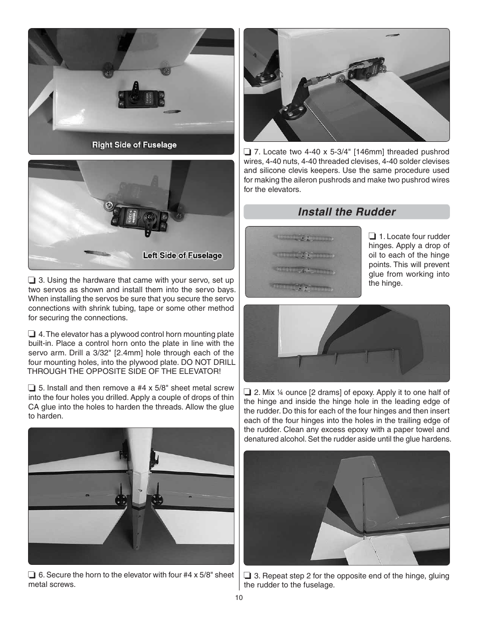 Install the rudder | Great Planes Giant Revolver ARF - GPMA1425 User Manual | Page 10 / 32