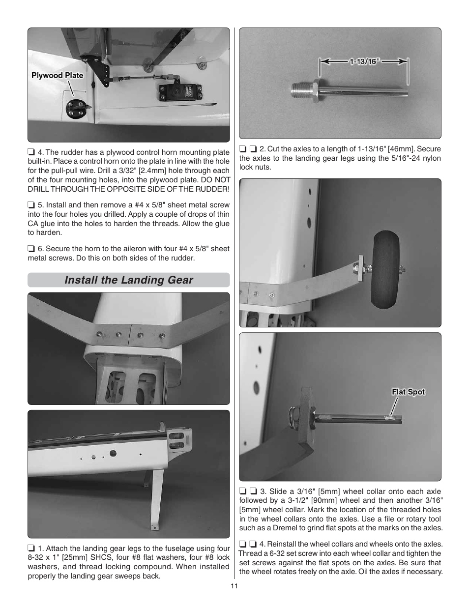 Install the landing gear | Great Planes Giant Revolver ARF - GPMA1425 User Manual | Page 11 / 32