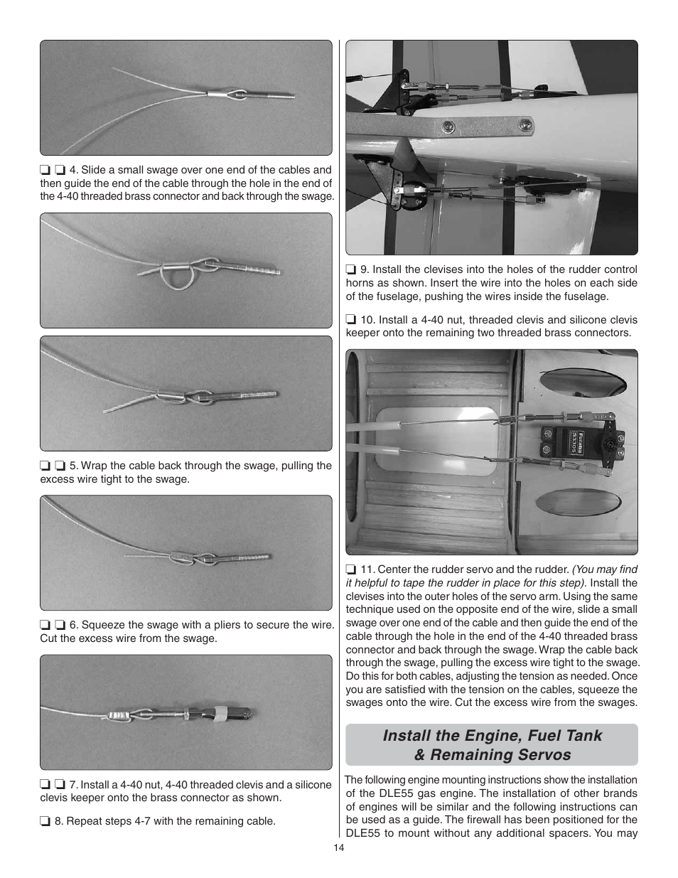 Install the engine, fuel tank & remaining servos | Great Planes Giant Revolver ARF - GPMA1425 User Manual | Page 14 / 32