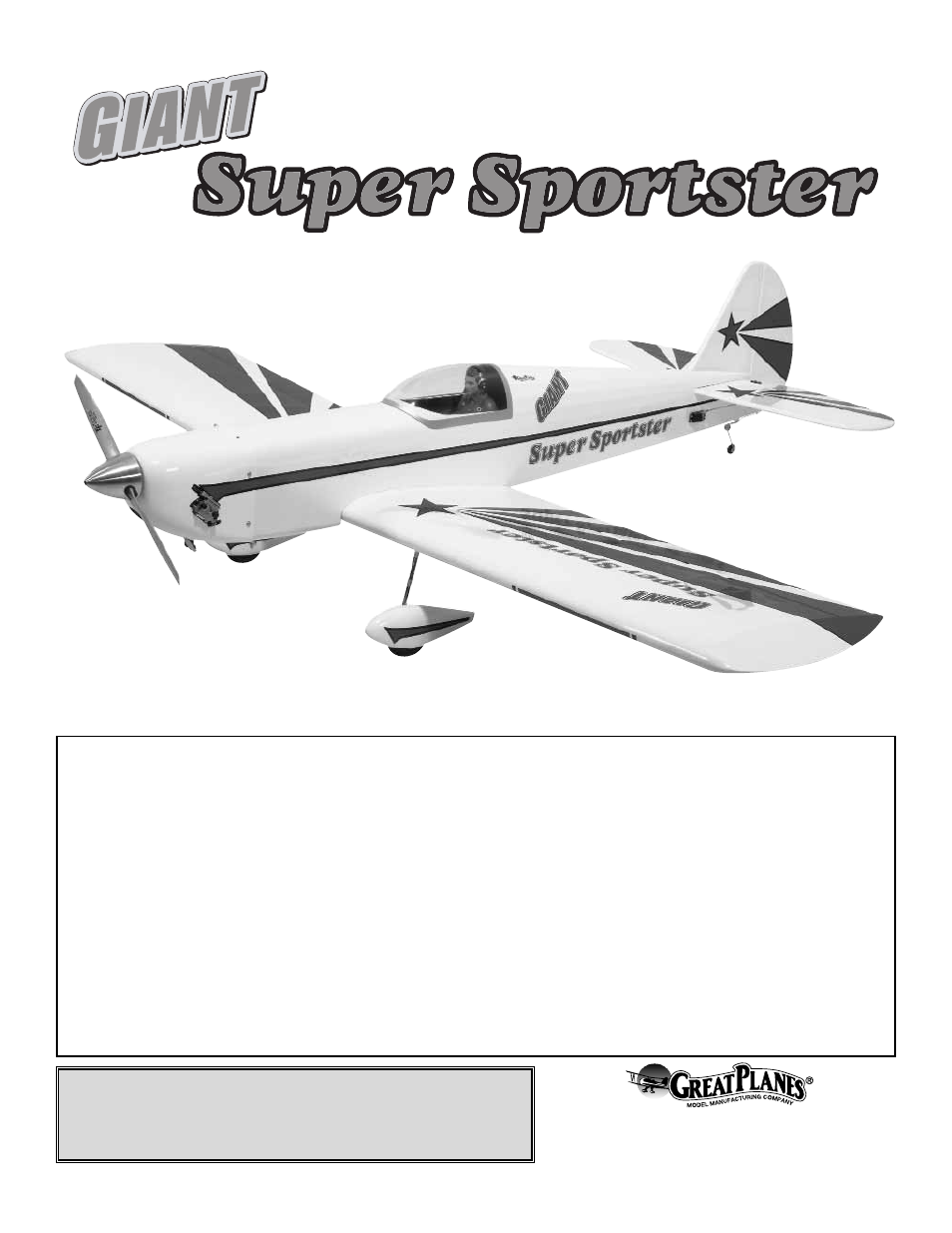 Great Planes Giant Super Sportster ARF - GPMA1044 User Manual | 32 pages