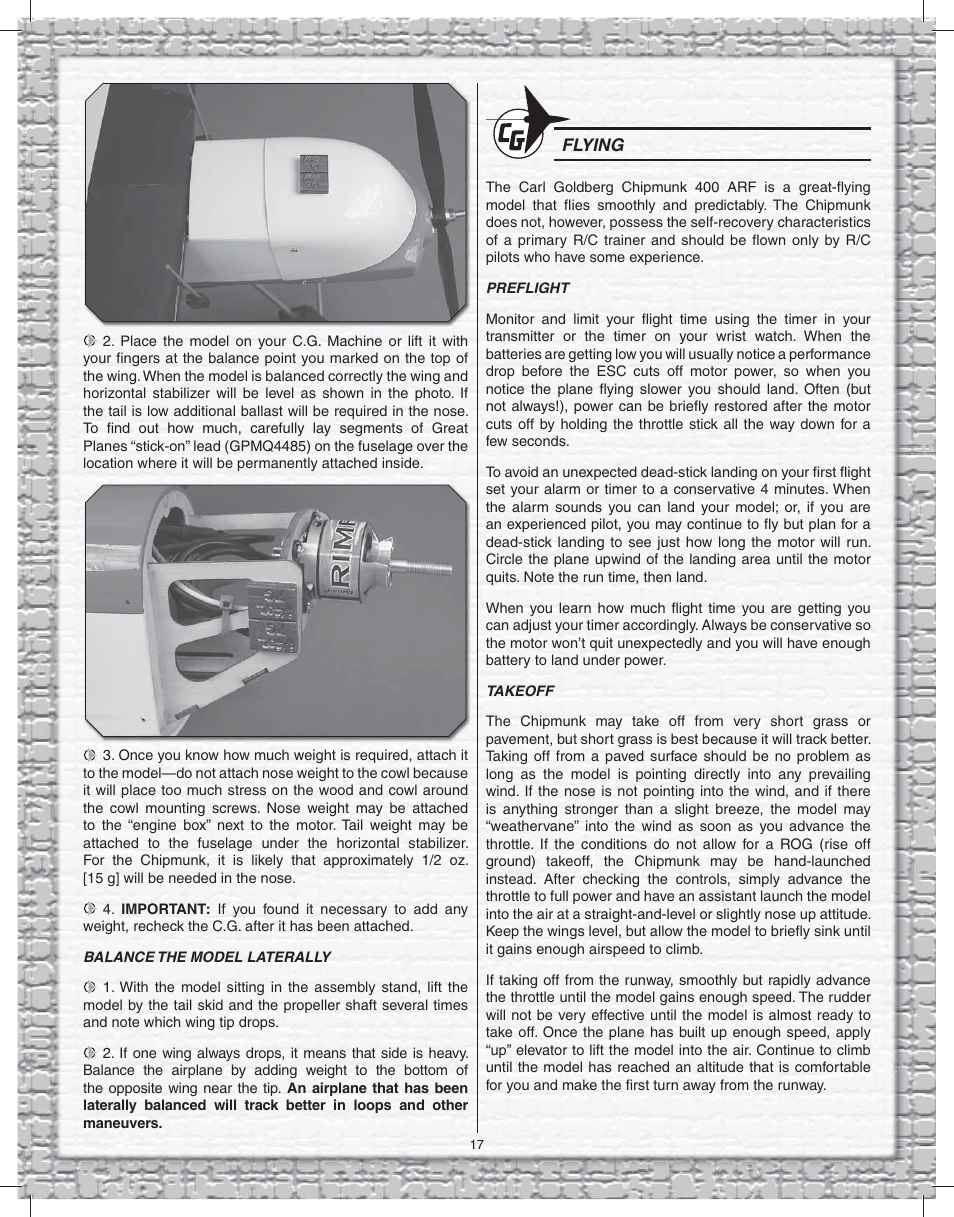 Great Planes Goldberg Super Chipmunk EP ARF - GPMA1928 User Manual | Page 17 / 20